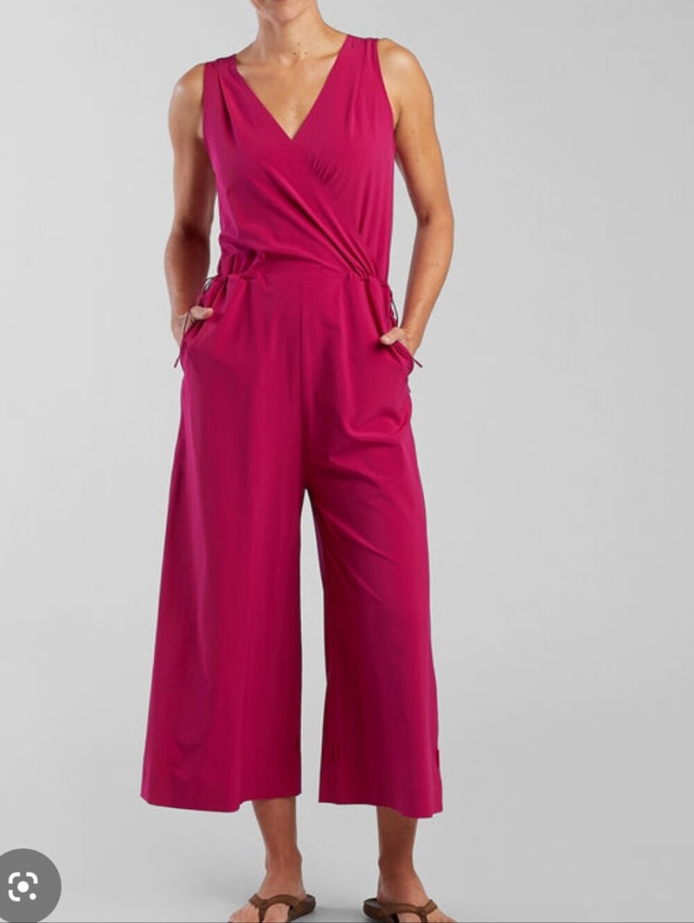 Title Nine Hot Pink getaway Sleeveless Jumpsuit adjustable waist, pockets!
